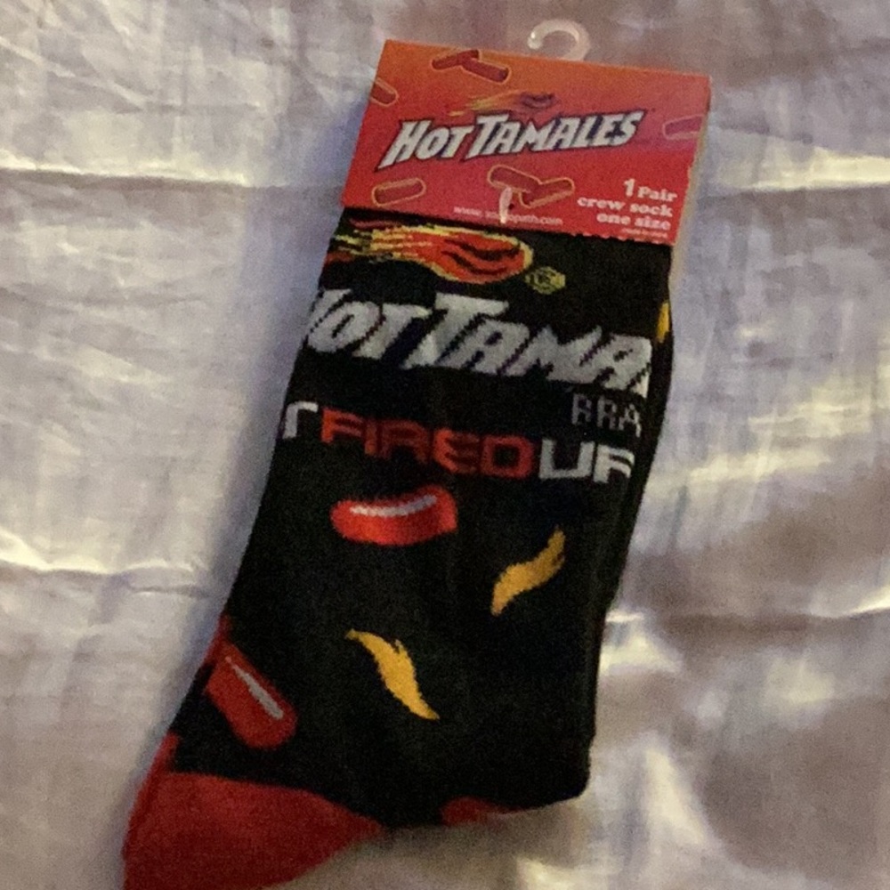 🌶NWT Hot Tamales Unisex Fun Socks Brand New Tags 🌶